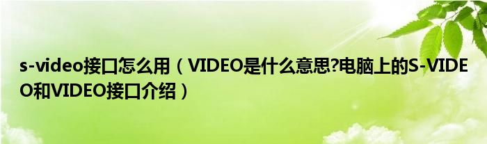 s-video接口怎么用（VIDEO是什么意思?电脑上的S-VIDEO和VIDEO接口介绍）