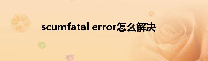 scumfatal error怎么解决