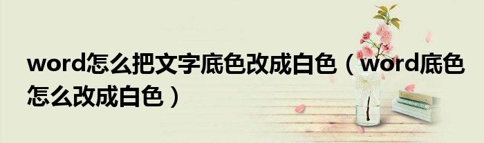 word怎么把文字底色改成白色(word底色怎么改成白色)
