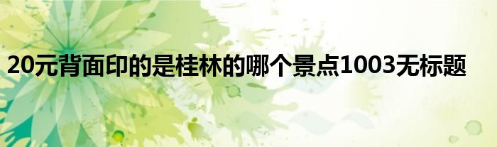 20元背面印的是桂林的哪个景点1003无标题