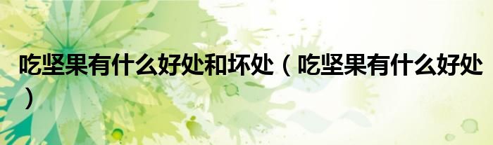 吃坚果有什么好处和坏处(吃坚果有什么好处)