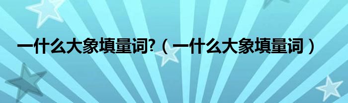 一什么大象填量词?（一什么大象填量词）