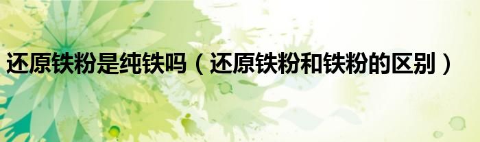 还原铁粉是纯铁吗（还原铁粉和铁粉的区别）