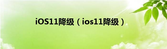 iOS11降级（ios11降级）