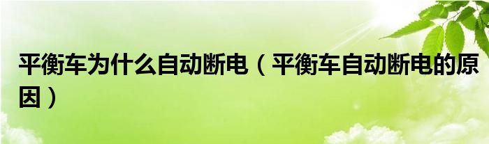 平衡车为什么自动断电(平衡车自动断电的原因)