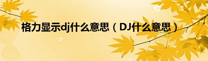 格力显示dj什么意思（DJ什么意思）