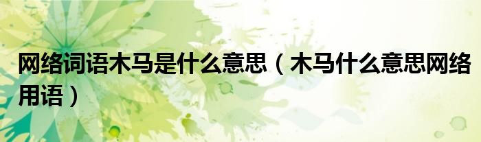 网络词语木马是什么意思（木马什么意思网络用语）