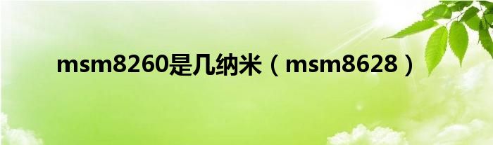 msm8260是几纳米(msm8628)